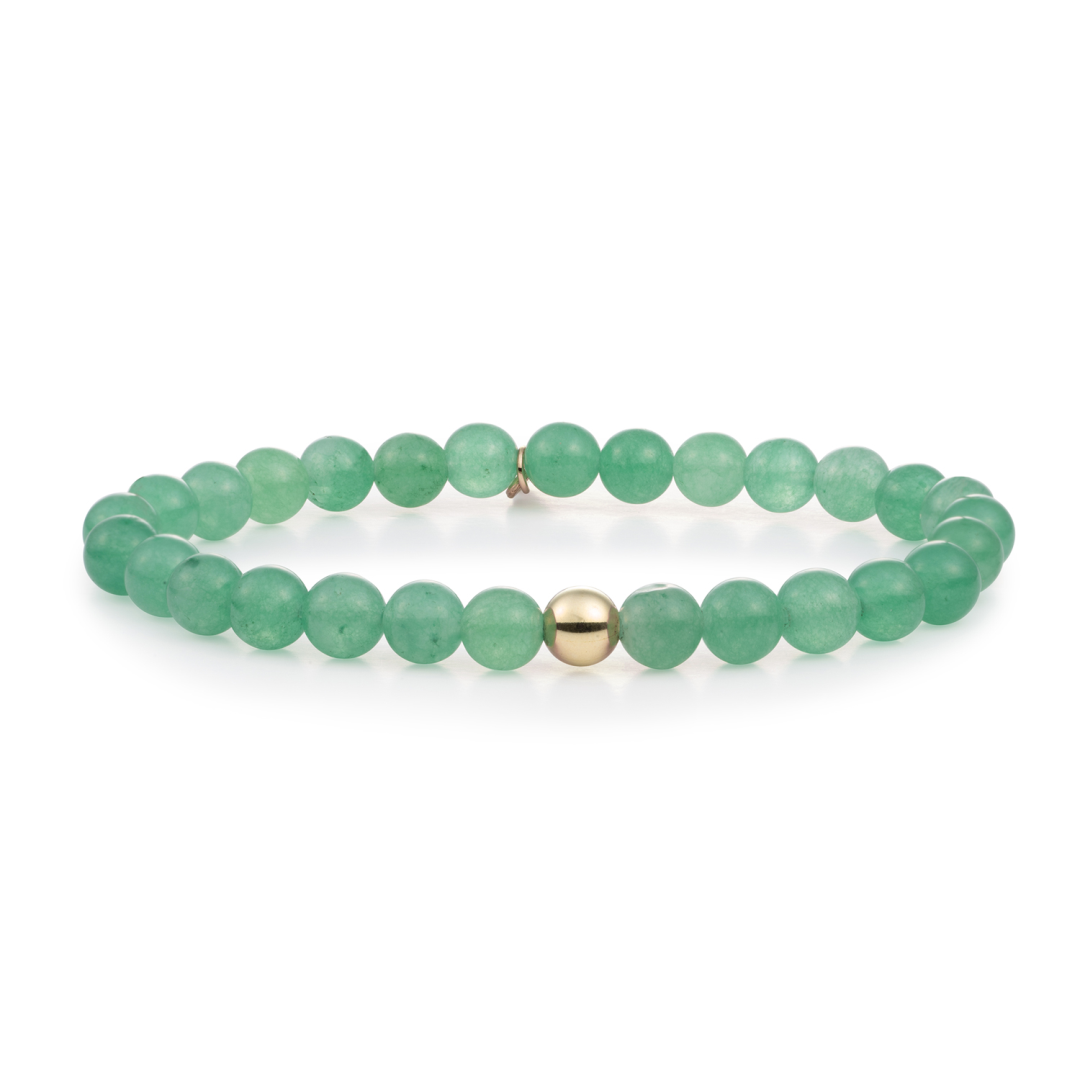 Bracelet | Green Aventurine Saturn large - Gold 6mm - SBG-GEM29-ADD-6MM