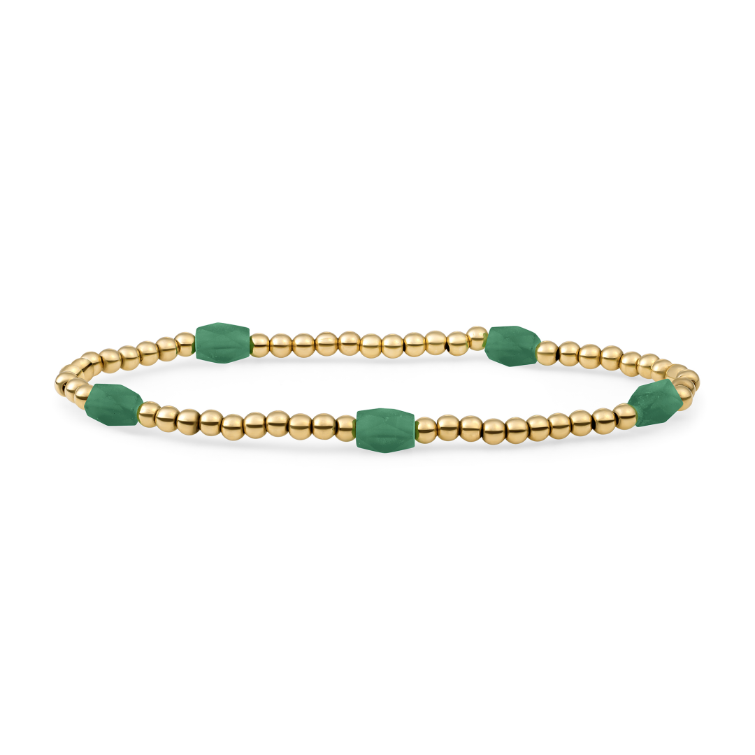 Bracelet | Green Onyx 3mm Reverse Edge Mix | gold plated