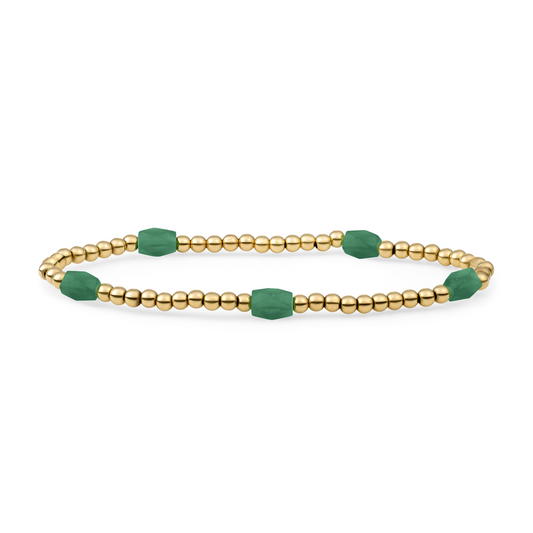 Bracelet | Green Onyx 3mm Reverse Edge Mix | gold plated