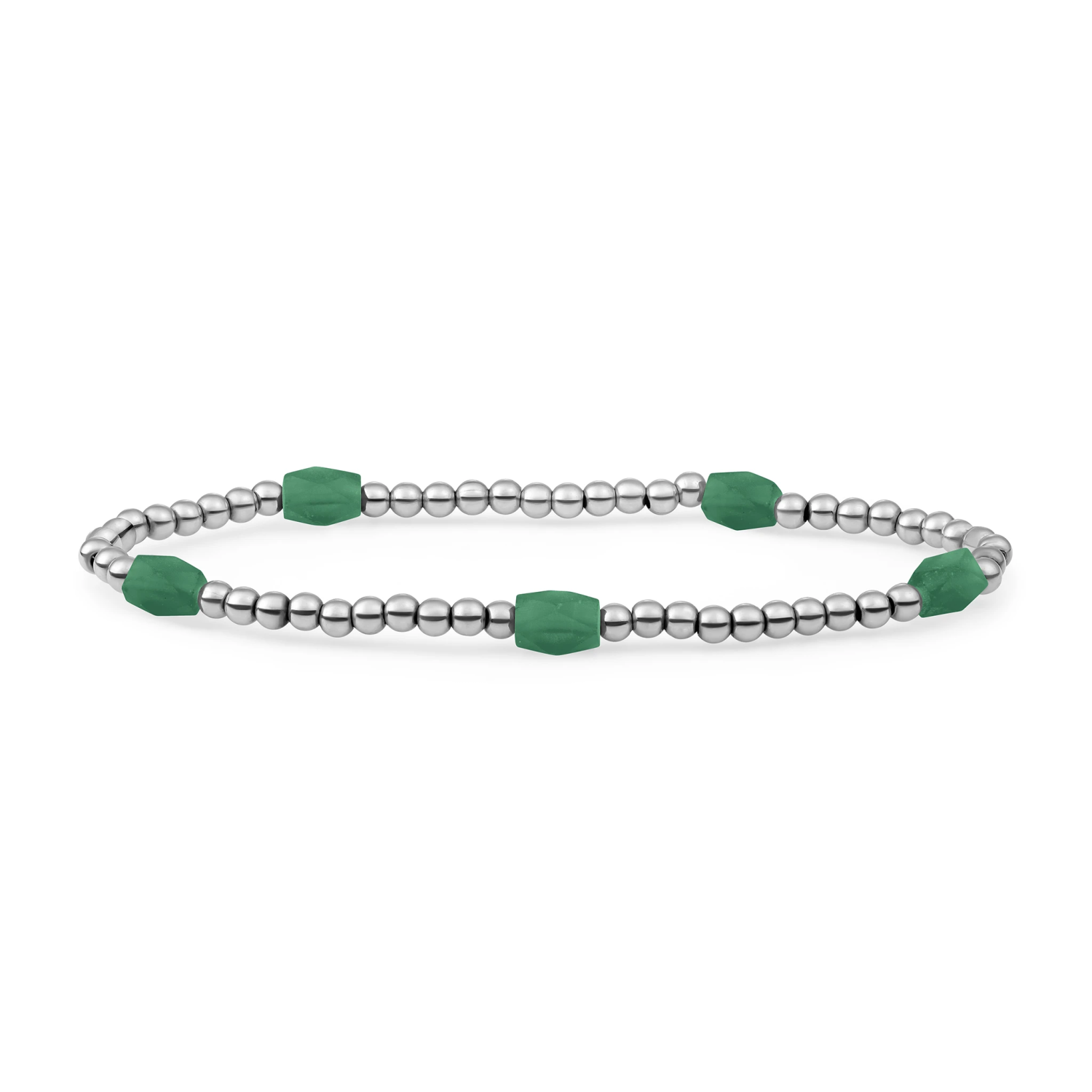 Bracelet | Green Onyx 3mm Reverse Edge Mix | silver