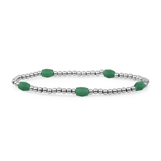 Bracelet | Green Onyx 3mm Reverse Edge Mix | silver