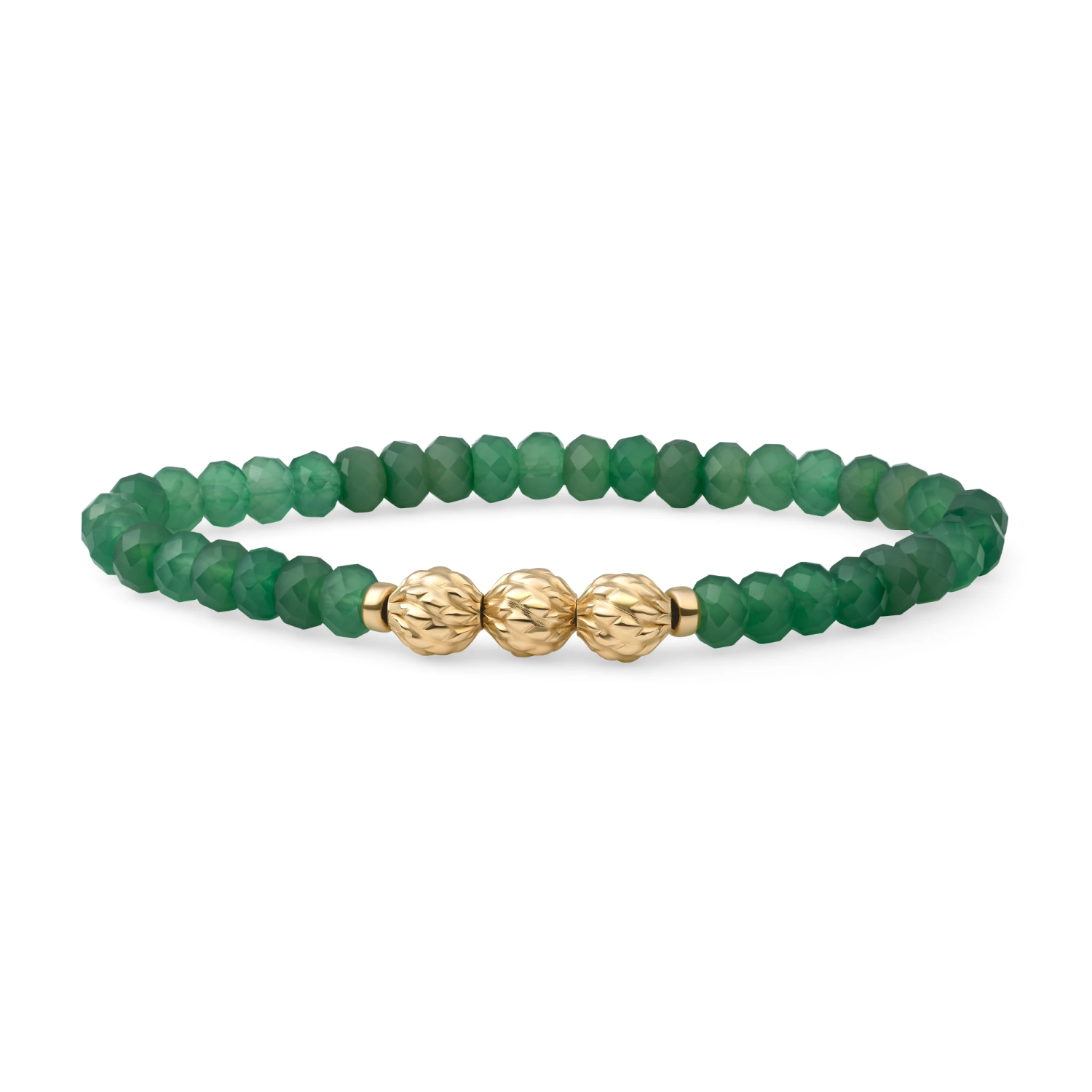 Bracelet | Green Onyx 6mm fuse beads | gold plated