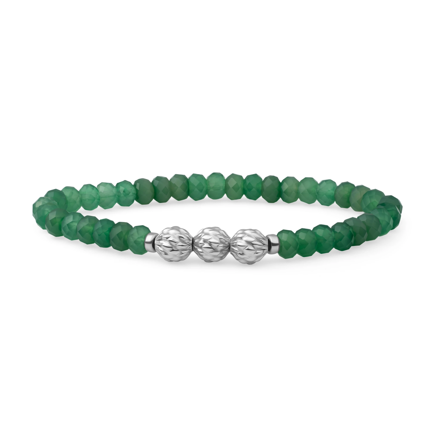 Bracelet | Green Onyx 6mm fuse beads | silver