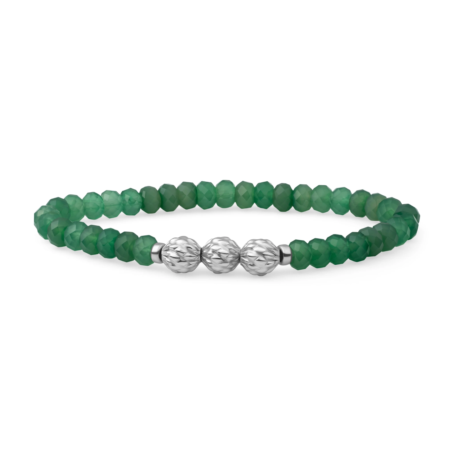 Bracelet | Green Onyx 6mm fuse beads | silver