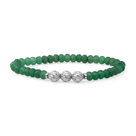 Bracelet | Green Onyx 6mm fuse beads | silver