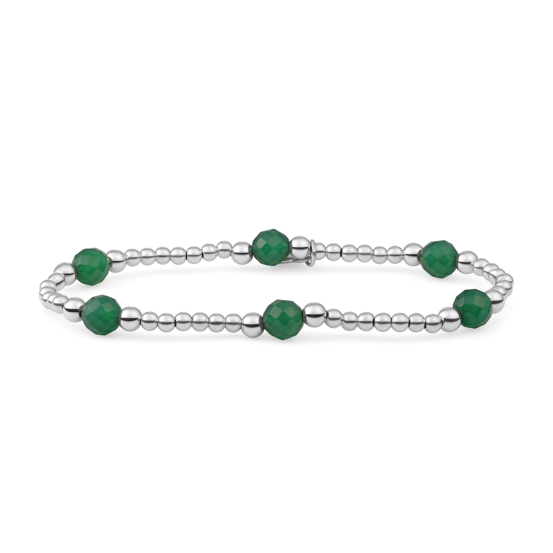 Bracelet | Green Onyx Reverse Bold Mix - Silver