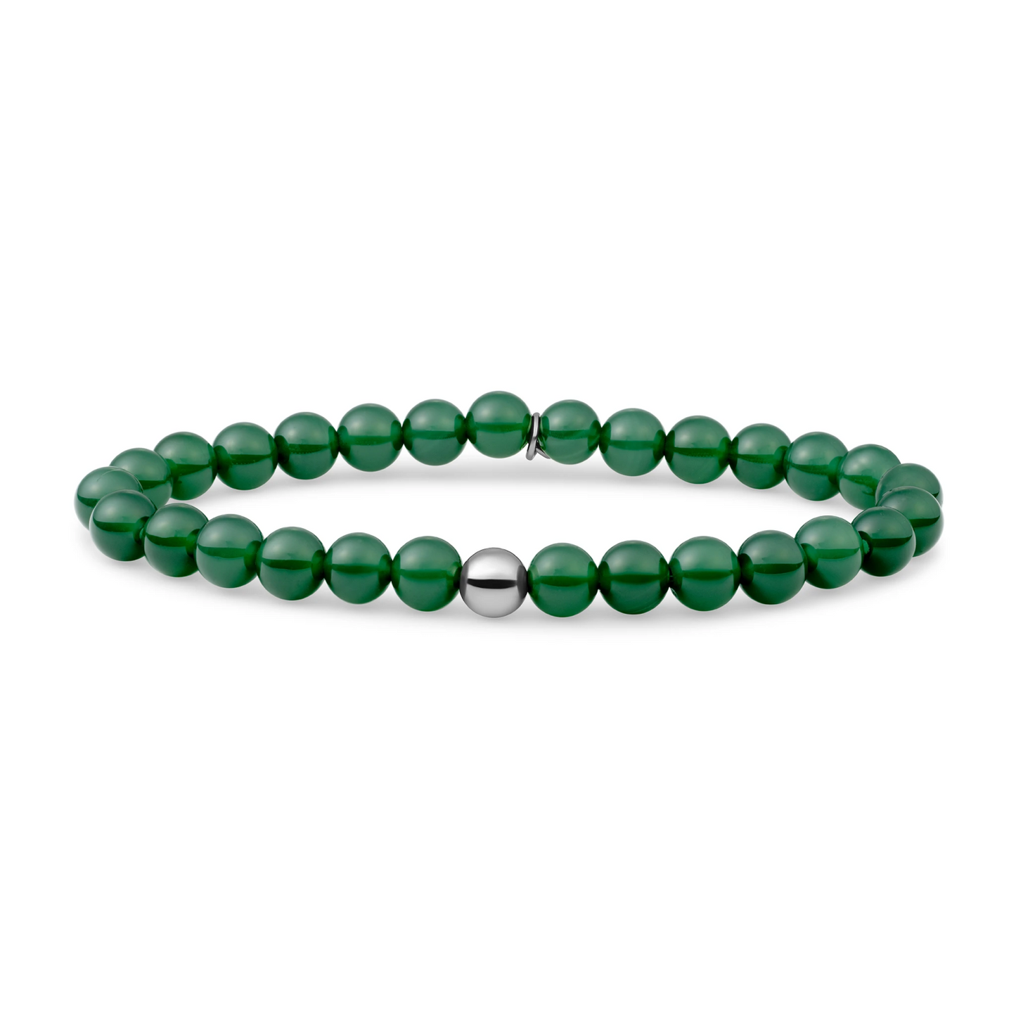 Bracelet | Green Onyx Saturn large - Silver 6mm