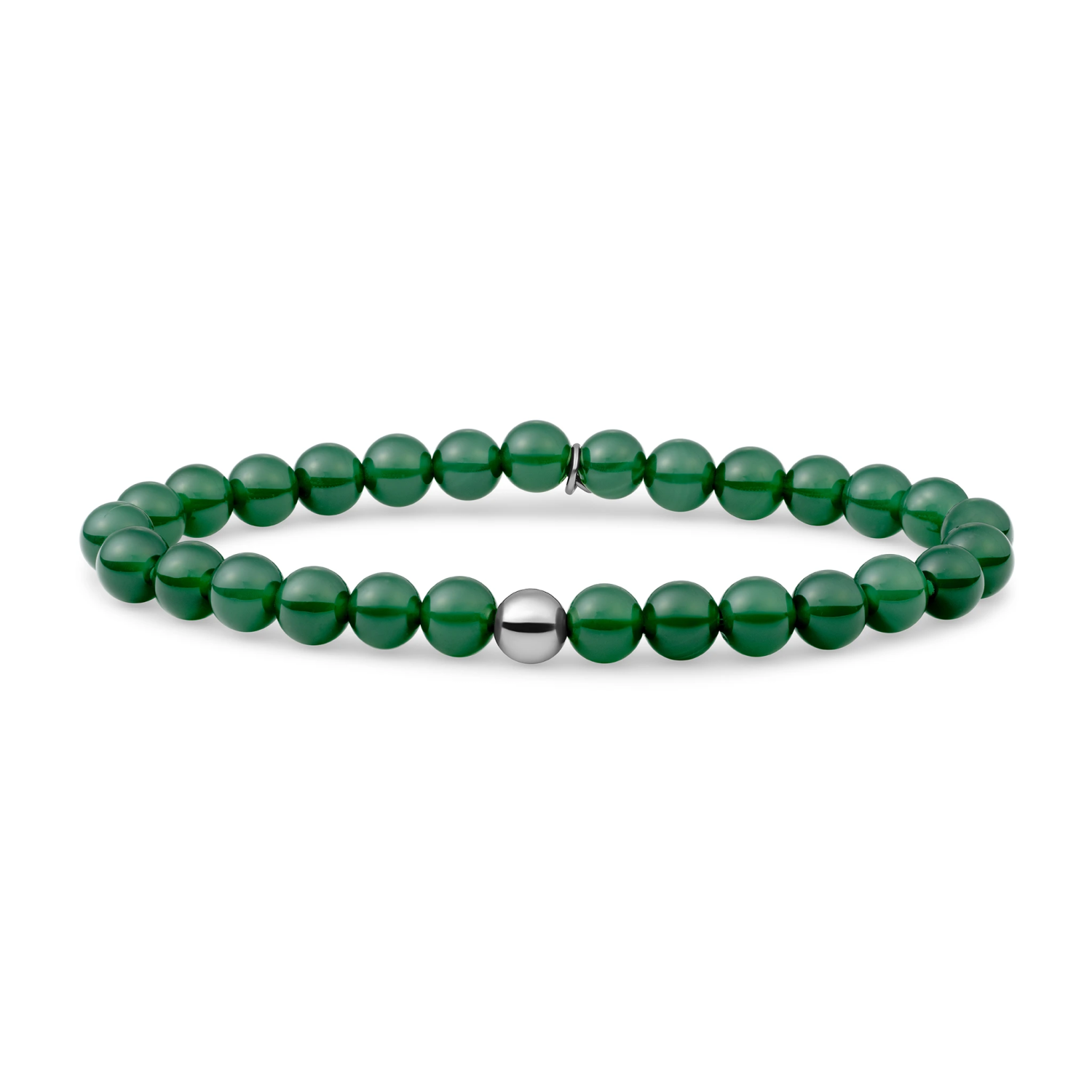 Bracelet | Green Onyx Saturn large - Silver 6mm
