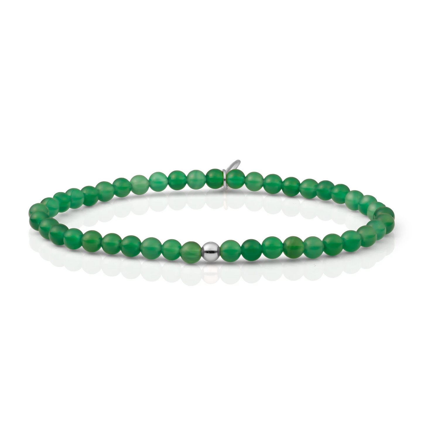 Bracelet | Green Onyx Saturn small - Silver 4mm - SB-GEM53-ADD-4MM