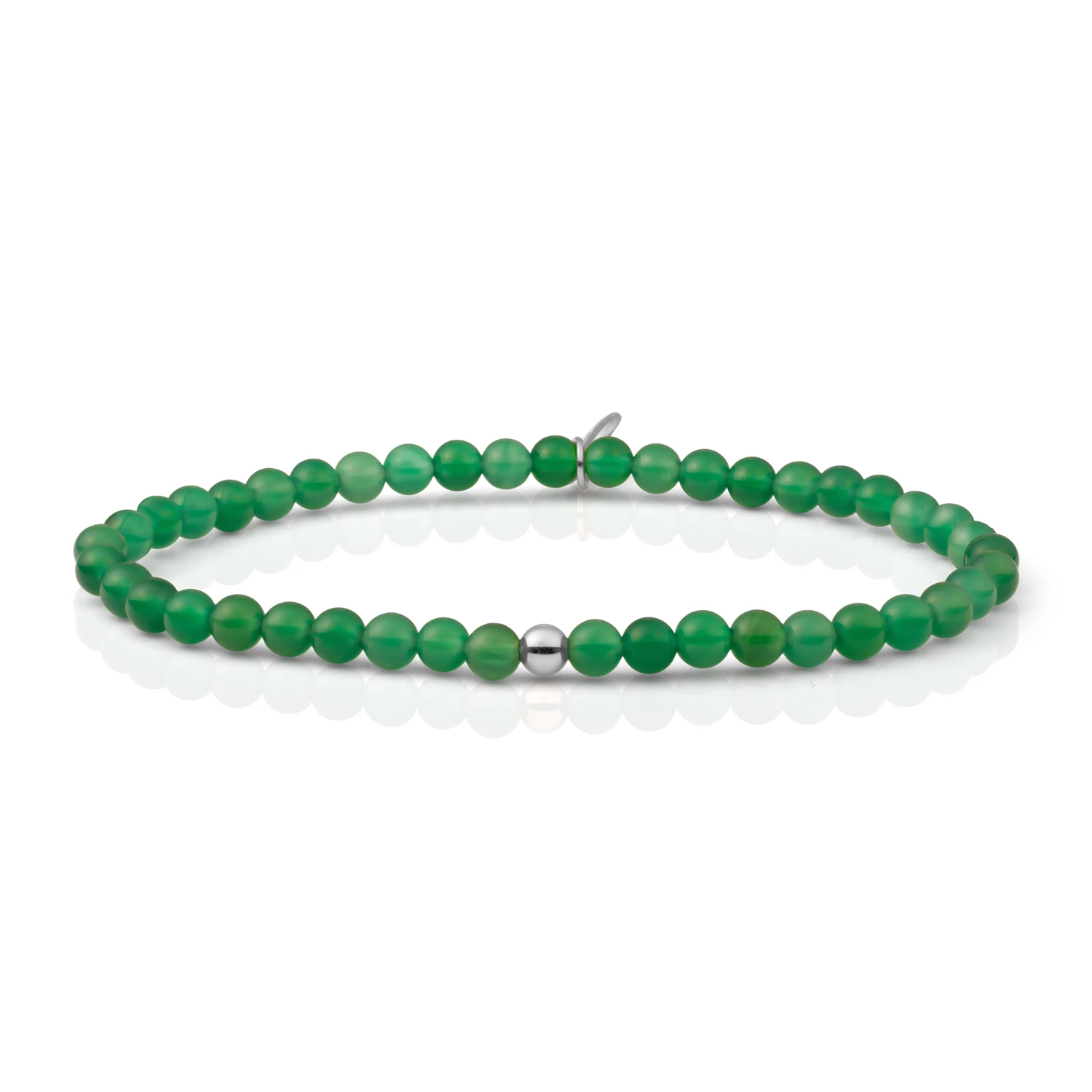 Bracelet | Green Onyx Saturn small - Silver 4mm - SB-GEM53-ADD-4MM