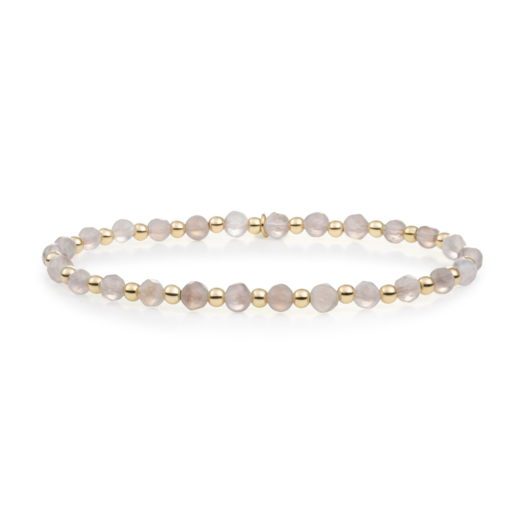 Bracelet | Grey Agate Interstellar - Gold 3mm