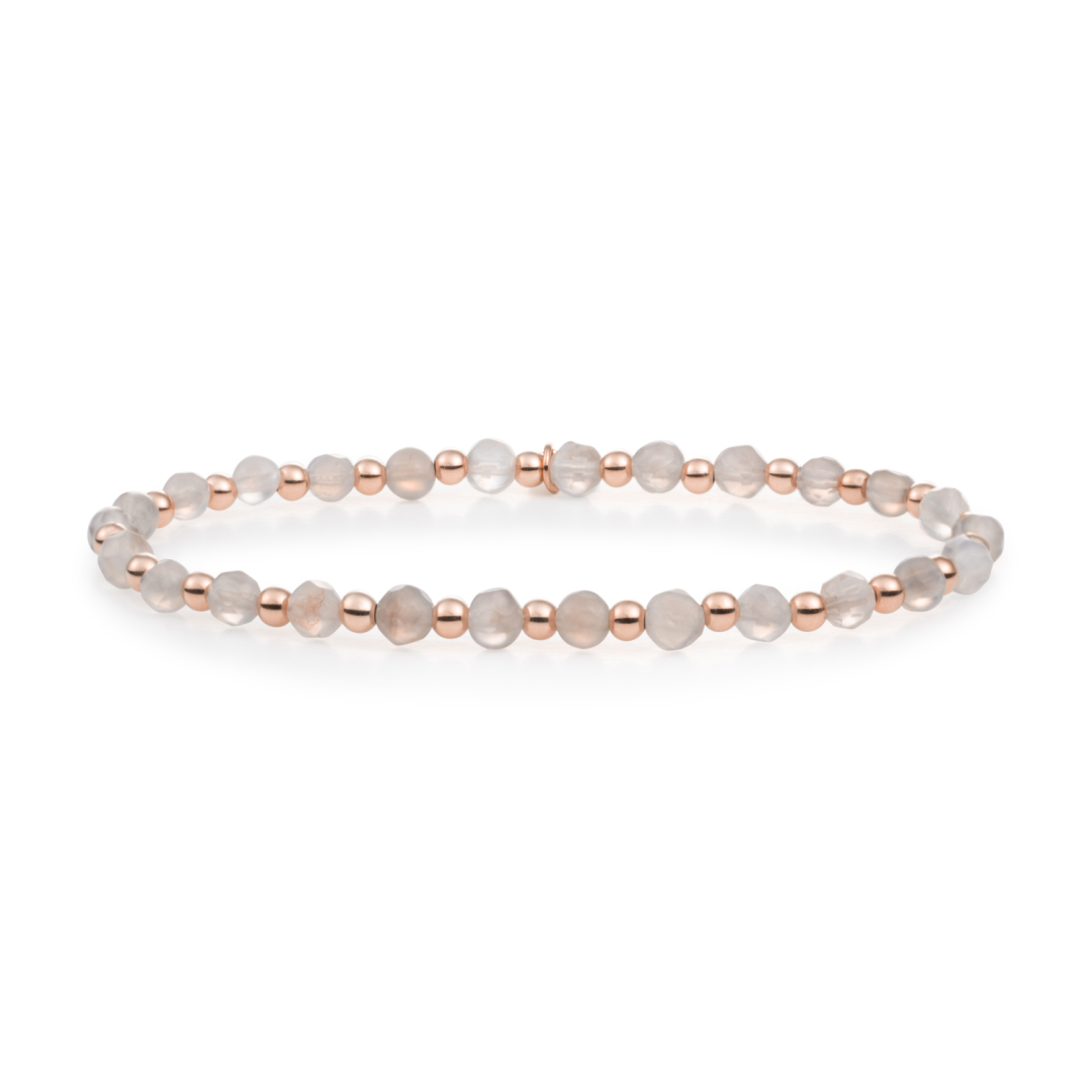 Bracelet - Grey Agate Interstellar - Rose Gold 3mm
