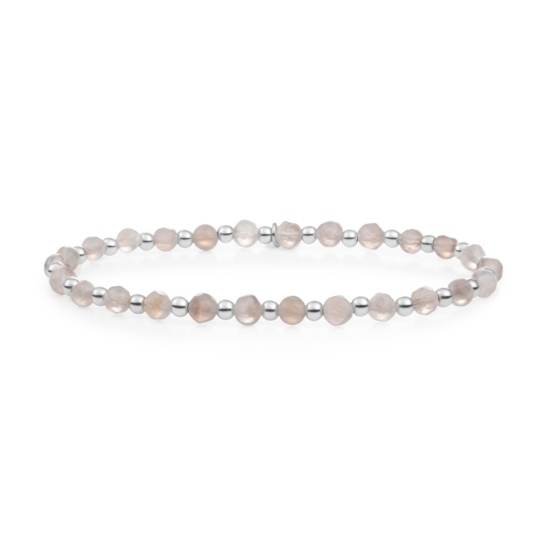 Bracelet | Grey Agate Interstellar - Silver 3mm