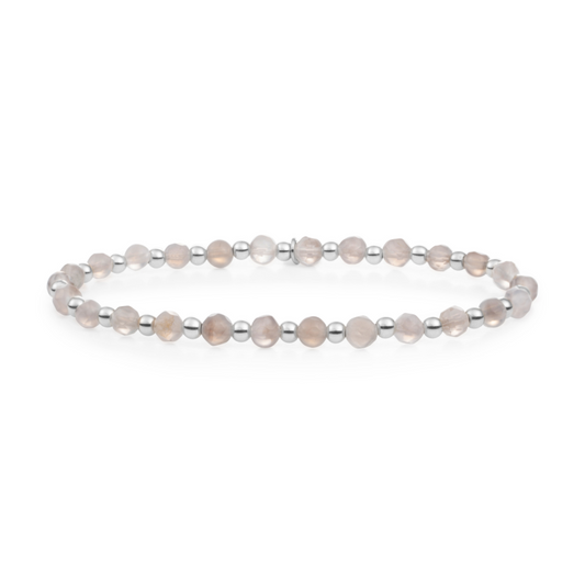 Bracelet | Grey Agate Interstellar - Silver 3mm