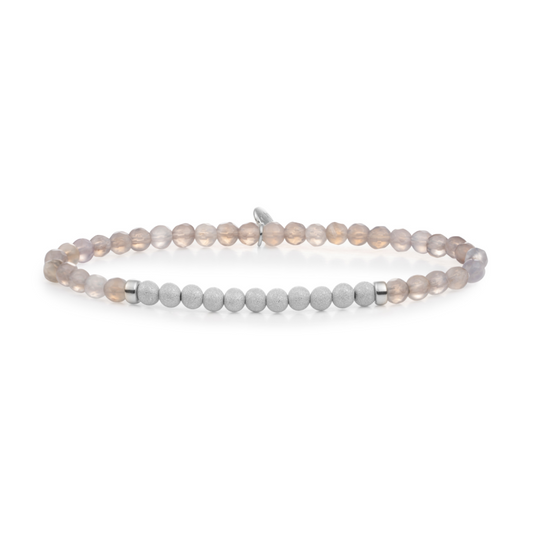 Bracelet - Grey Agate Lightyear - Silver Champagne