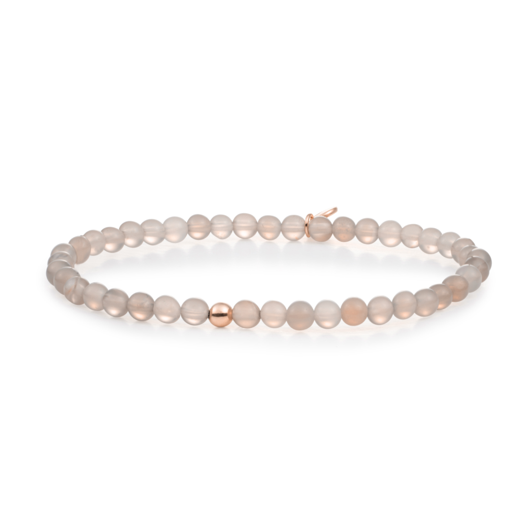 Bracelet - Grey Agate Saturn small - Rose Gold 4mm