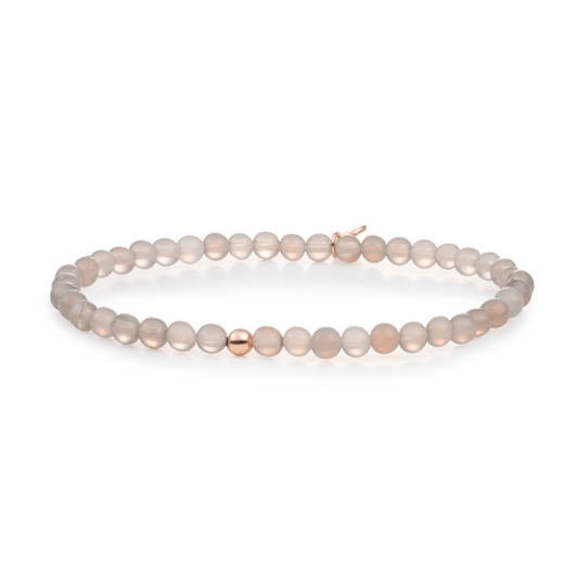 Bracelet - Grey Agate Saturn small - Rose Gold 4mm