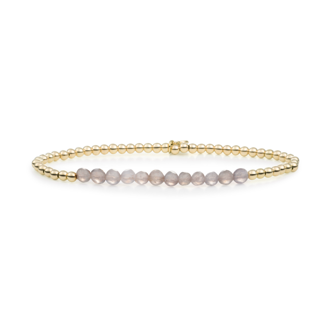 Bracelet | Grey Agate Universe - Gold 3mm