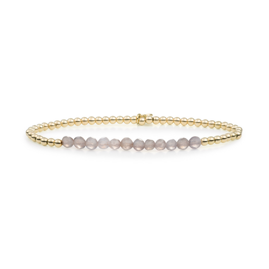 Bracelet | Grey Agate Universe - Gold 3mm