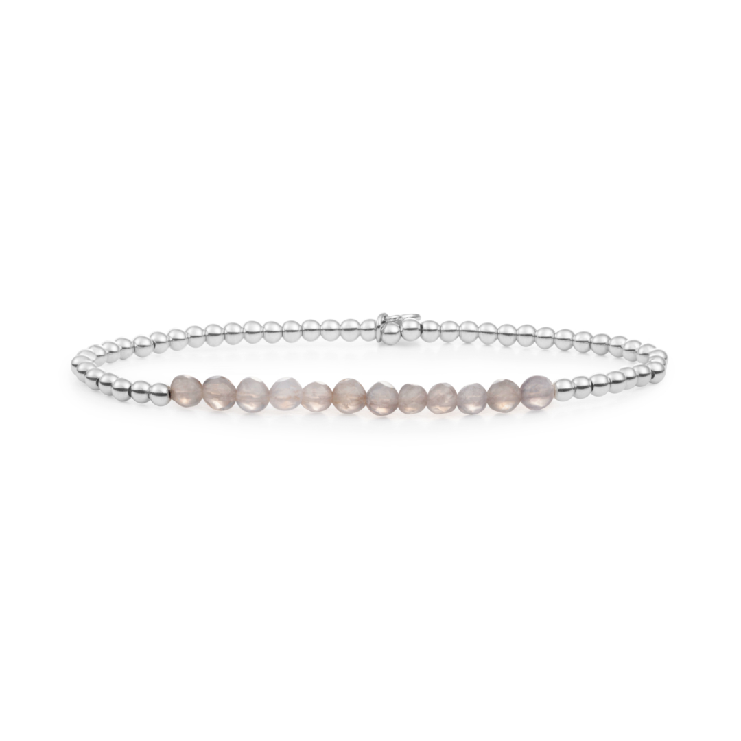 Bracelet | Grey Agate Universe - Silver 3mm