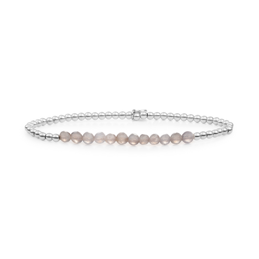 Bracelet | Grey Agate Universe - Silver 3mm