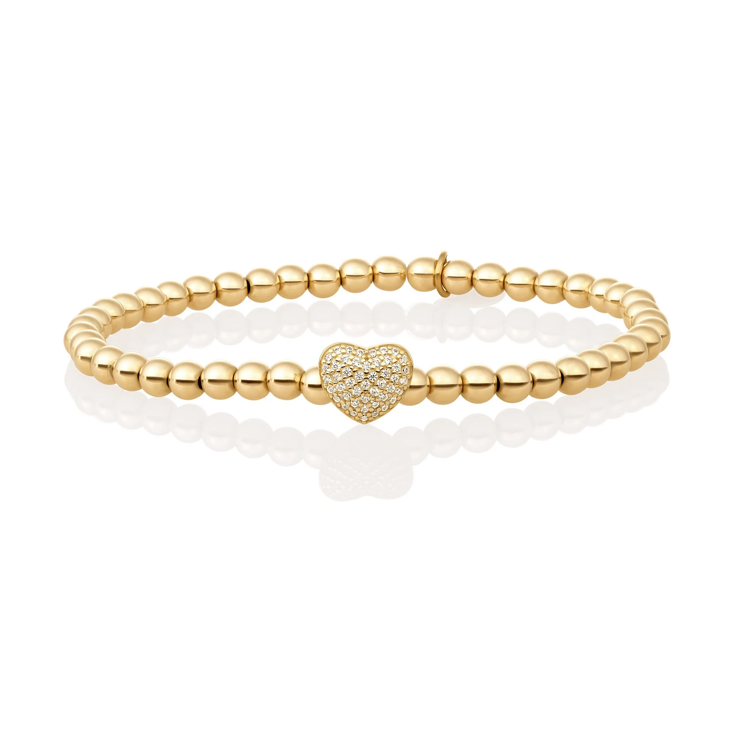 Bracelet | Heart Disc Gold - White CZ