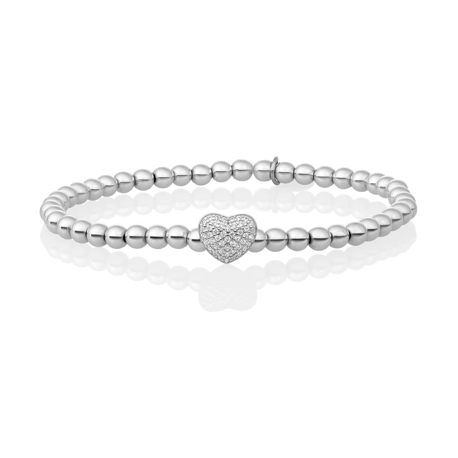 Bracelet | Heart Disc Silver - White CZ