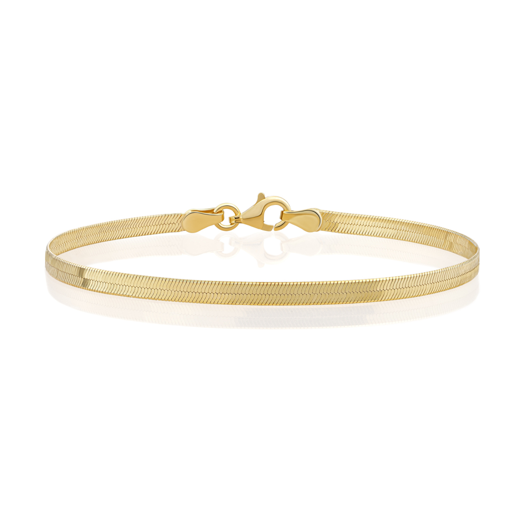 Bracelet | Herringbone chain gold plated - Silver - 18cm