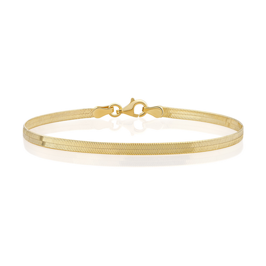 Bracelet | Herringbone chain gold plated - Silver - 18cm