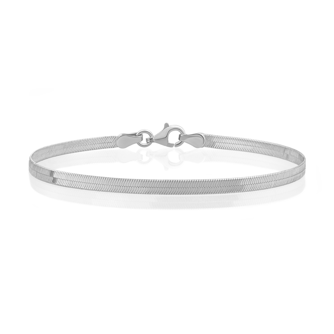 Bracelet | Herringbone chain rhodium plated - Silver - 19cm