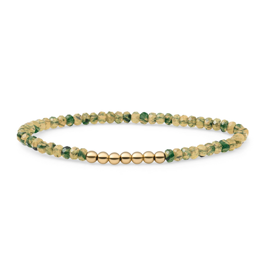Bracelet | Hidden Gem | Ya'an Green Jade 4mm Reverse Universe | gold plated