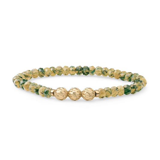 Bracelet | Hidden Gem | Ya'an Green Jade 6mm fuse beads | gold plated