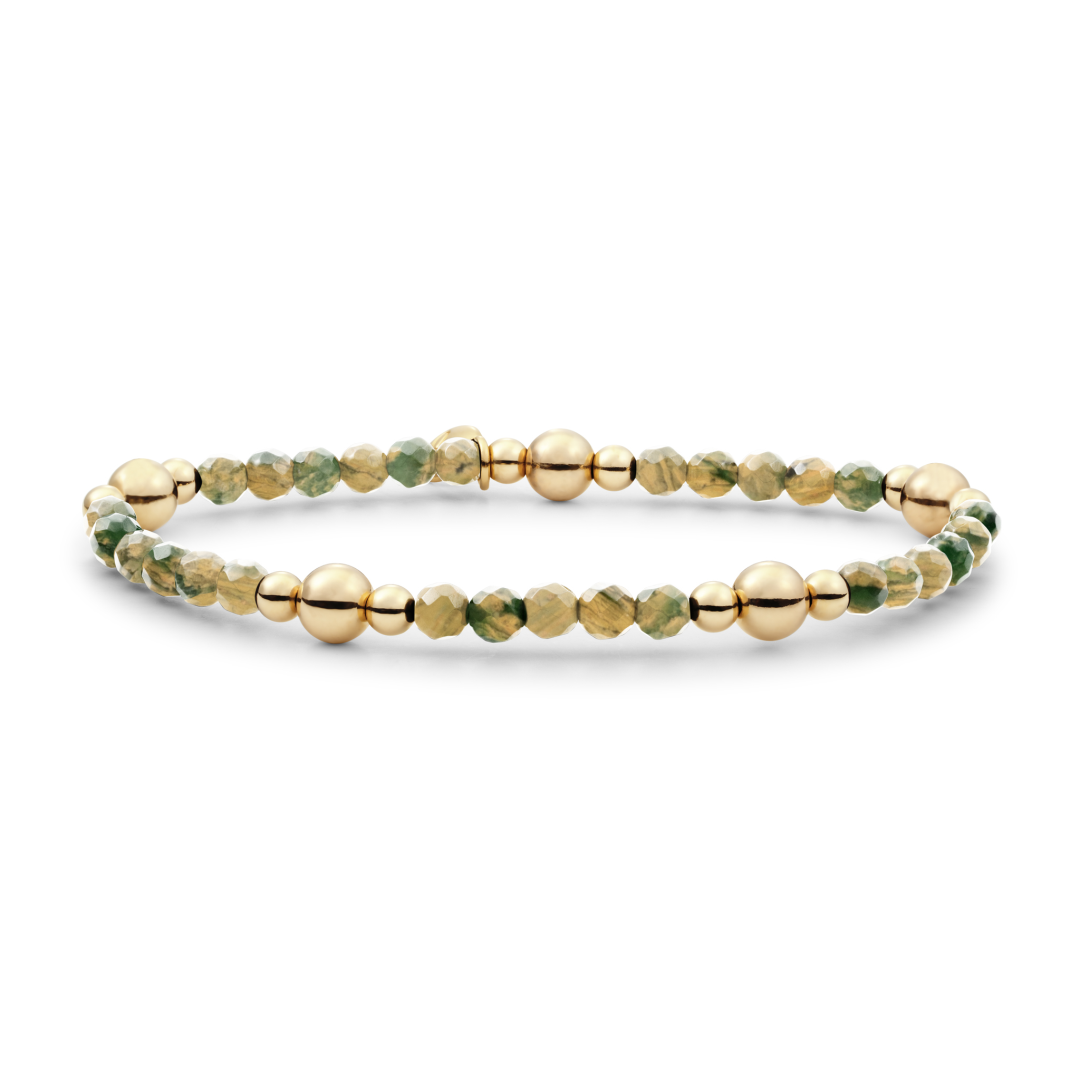 Bracelet | Hidden Gem | Ya'an Green Jade Bold Mix - Gold
