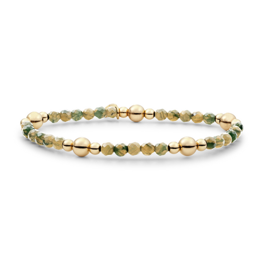 Bracelet | Hidden Gem | Ya'an Green Jade Bold Mix - Gold