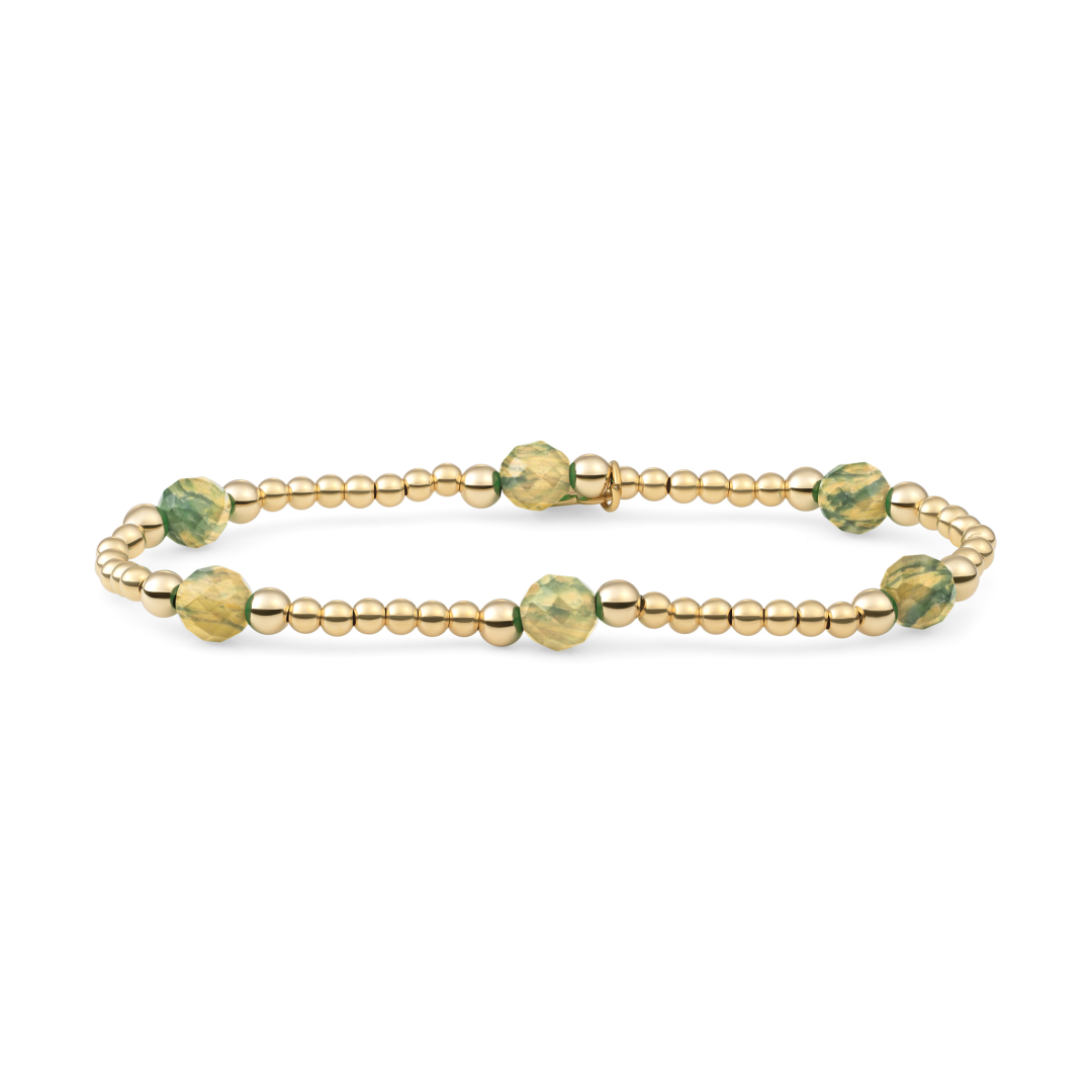 Bracelet | Hidden Gem | Ya'an Green Jade Reverse Bold Mix - Gold