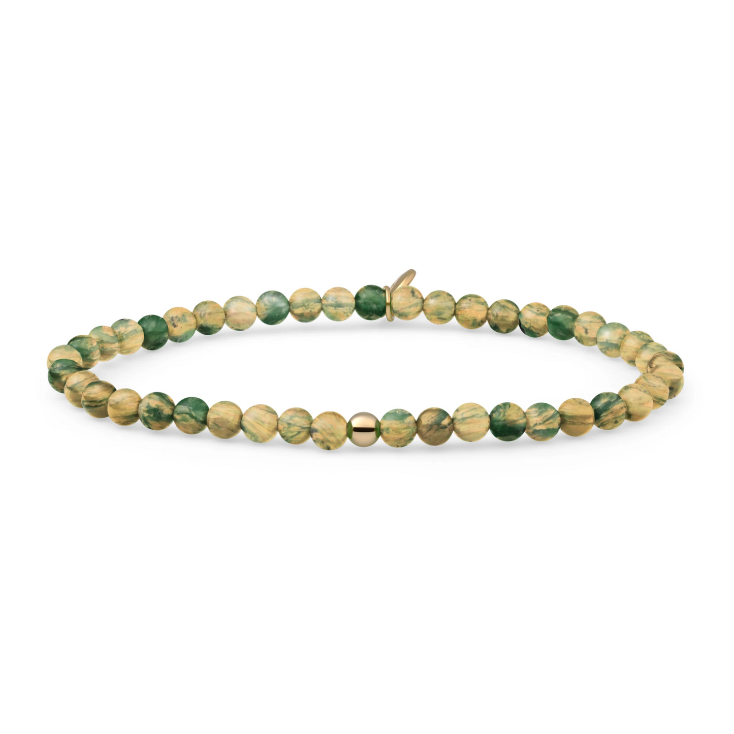Bracelet | Hidden Gem | Ya'an Green Jade Saturn small - Gold 4mm