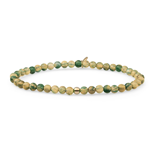 Bracelet | Hidden Gem | Ya'an Green Jade Saturn small - Gold 4mm