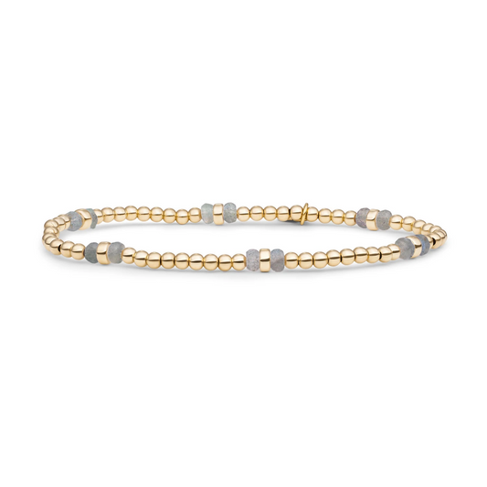 Bracelet | Labradorite Double Reverse Roundel - Gold