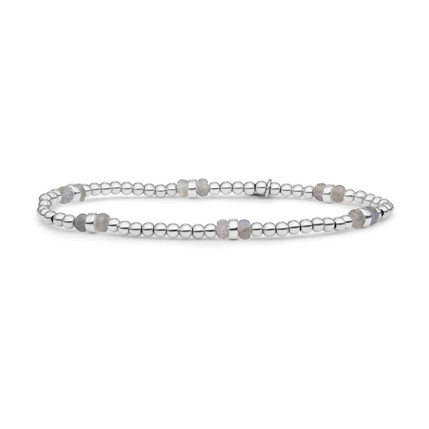 Bracelet | Labradorite Double Reverse Roundel - Silver