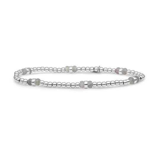 Bracelet | Labradorite Double Reverse Roundel - Silver