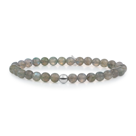 Bracelet | Labradorite Saturn large - Silver - 6mm