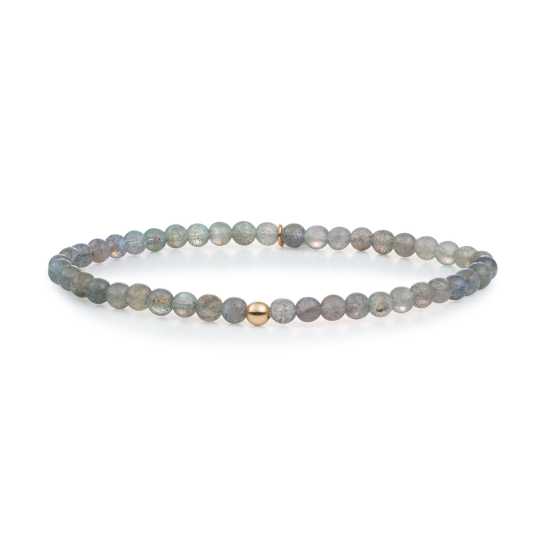 Bracelet | Labradorite Saturn small - Gold - 4mm