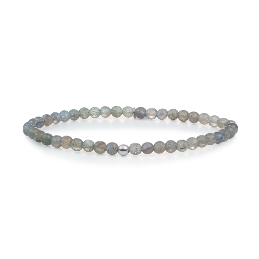Bracelet | Labradorite Saturn small - Silver - 4mm