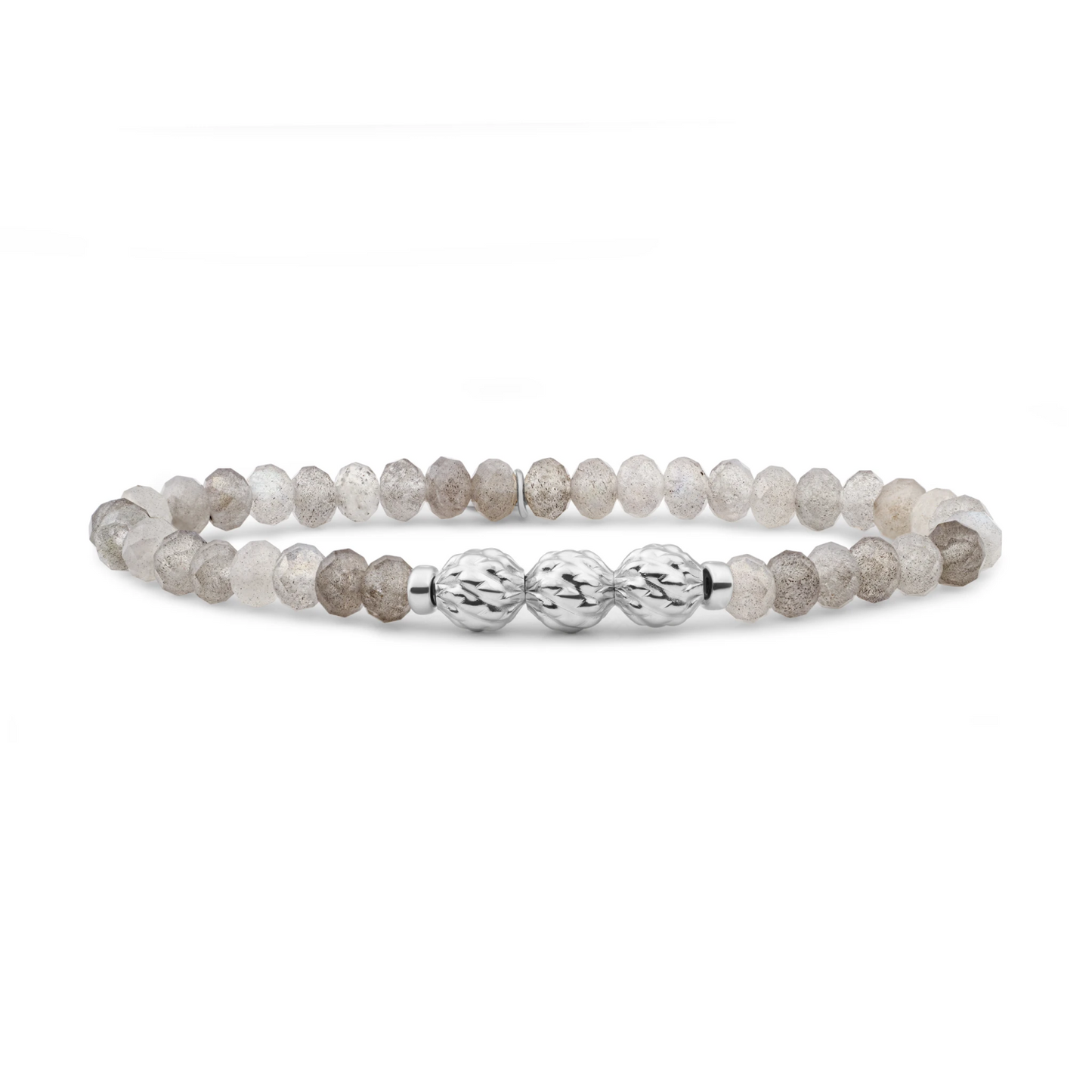 Bracelet | Labrdorite 6mm fuse beads - Silver