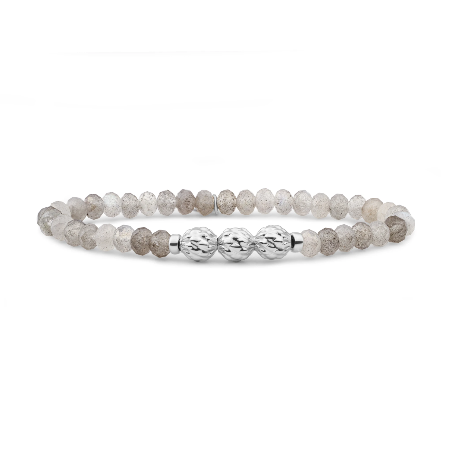 Bracelet | Labrdorite 6mm fuse beads - Silver