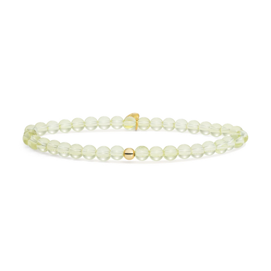 Bracelet | Lemon Quartz Saturn small - Gold 4mm