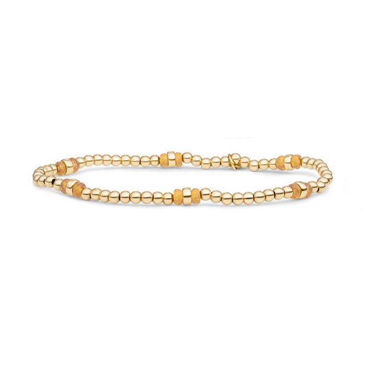 Bracelet | Light Gold Citrine Quartz Double Reverse Roundel - Gold