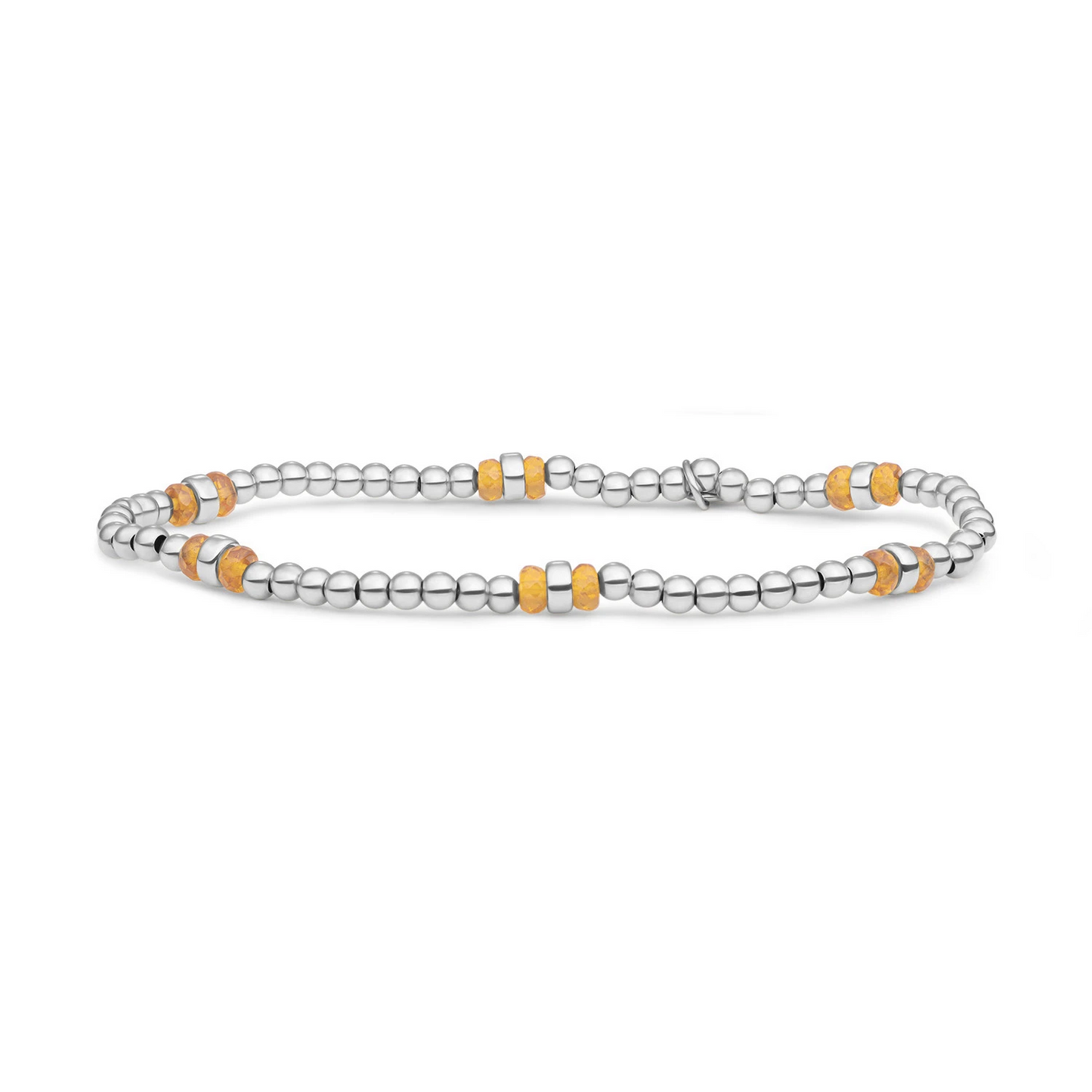 Bracelet | Light Gold Citrine Quartz Double Reverse Roundel - Silver