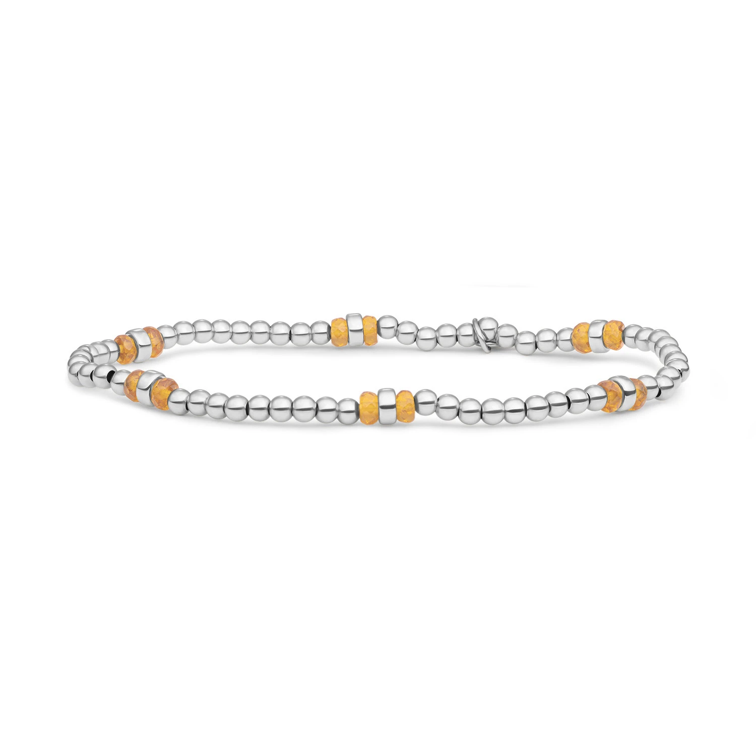 Bracelet | Light Gold Citrine Quartz Double Reverse Roundel - Silver