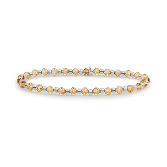 Bracelet | Light Gold Citrine Quartz Interstellar - Silver - 3mm